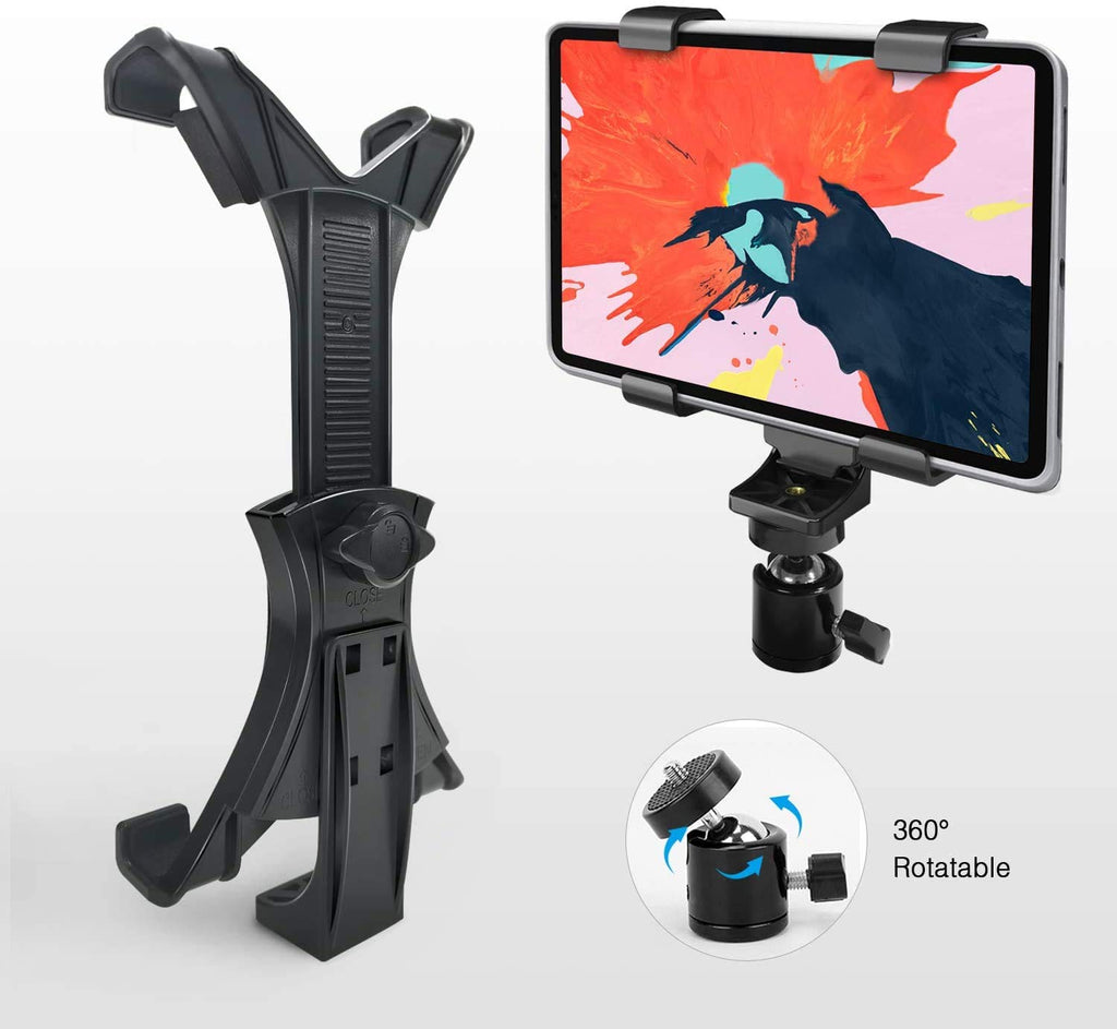 HIFFIN® iPad Tripod Mount Adapter Universal Tablet Holder Fits Ipad Air, Mini, Surface, Nexus and Most Tablets, Use on Tripod, Monopod, Selfie Stick, Tabletop Tripod Stand (IPAD Holder with 1/4 screw ball head)