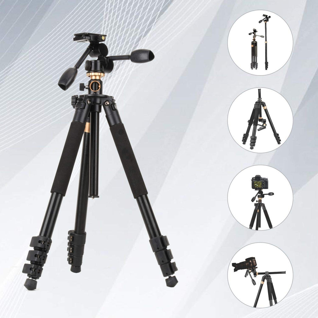 HIFFIN HF-999 Professional Portable Magnesium Aluminum Alloy Tripod Monopod with Detachable Ball Head and Pocket for Digital Camera and Camcorder