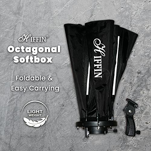 HIFFIN® (55cm) Lightweight & Portable Soft Box Comes with S2 Type Bracket & 2 Diffuser Sheets | Carrying Case | Compatible with All Flash Speedlights (Octagonal Softbox 55 cm)…