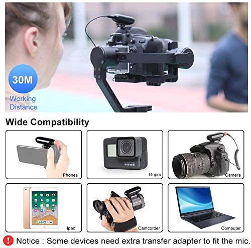 Lensgo LWM-318C Lavalier Wireless Microphone 5 Hour Battery Lifetime Video Mic for Cell Phones Cameras DSLR Gimbal Vlog Audio Interview Lapel Microphone