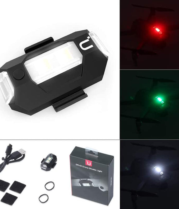 Ulanzi DR-02 Strobe LED Drone Light Compatible with DJI Mavic AIR 2 Pro Inspire 2 Pro; 3 km Visible Anti-Collision Light with Adjustable 3 Colours and 110mAh Battery