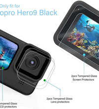 HIFFIN® hero 9 Screen Protector for GoPro Hero 9 Black, Ultra Clear Tempered Glass Screen Protector + Tempered Glass Lens Protector + Tempered Glass Front LCD Display Film for GoPro Hero9 Action Camera