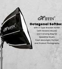 HIFFIN® 120 CM Octagonal Softbox with S-Type Bracket Holder (with Bowens Mount) and Carrying Bag for Speedlite Studio Flash Monolight, Portrait and Product Photography