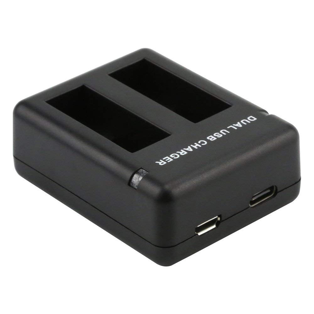 HIFFIN® Dual Battery Charger with Micro USB Cable for Go Pro HERO8 Black Go Pro HERO7 Black Go Pro HERO6 Black Go Pro HERO5, HERO5 Black Go Pro Hero 2018