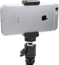 HIFFIN® Locking Ball Head with Phone Holder and Hot Shoe Adapter Set for use with DLSR or Tripod. Easily Attach Phone Mount w/Ball Head, or Other 1/4"-20 Parts. (Ball Head Phone Set)