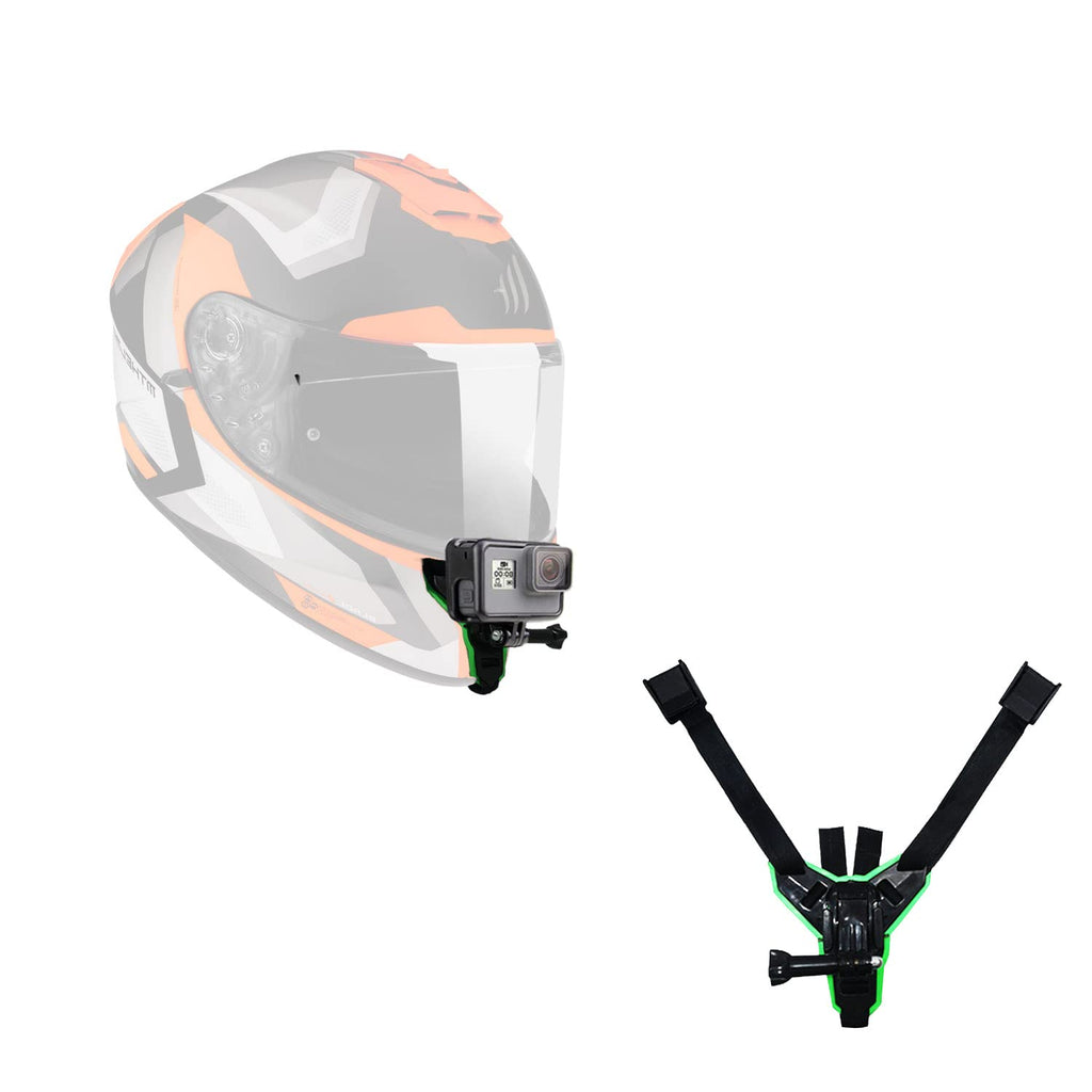 HIFFIN® Green Helmet Chin Strap Mount Compatible with Gopro Hero 9/8/7/6,SJCAM, Yi, DJI Osmo Action & Other Action Cameras