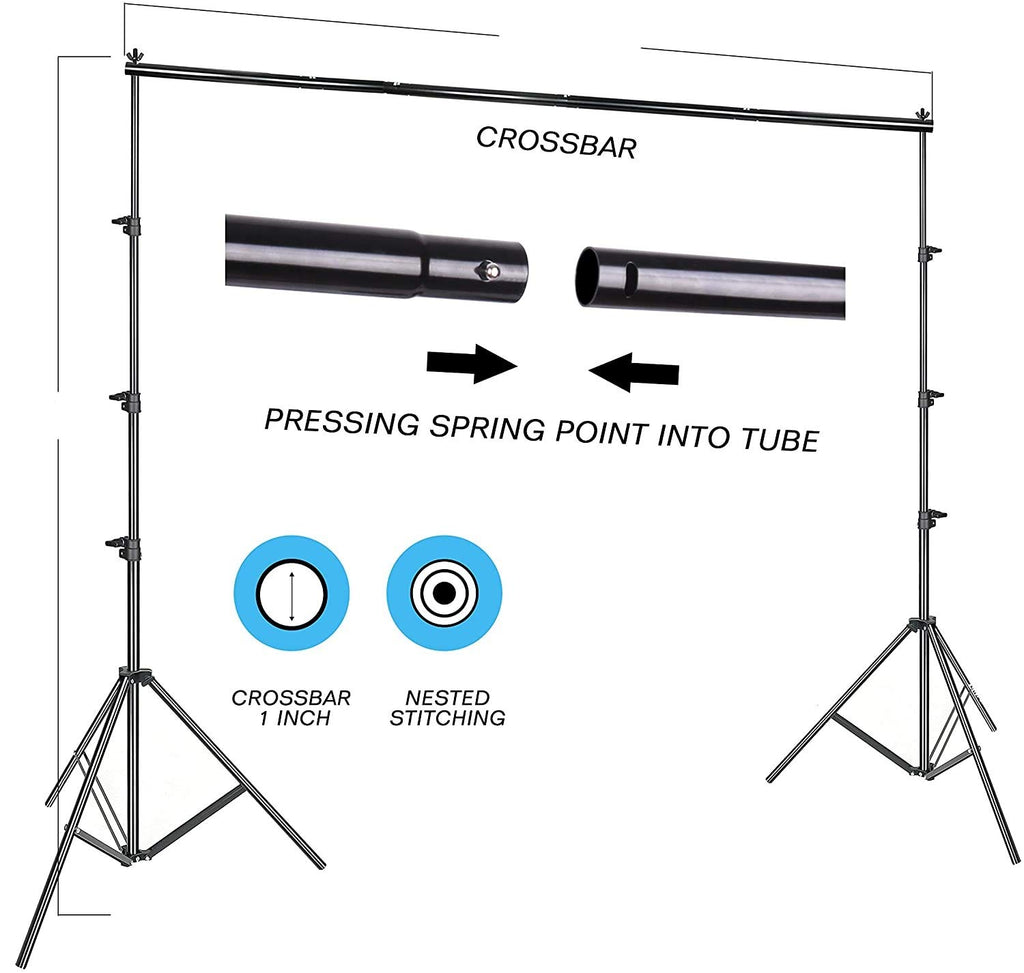HIFFIN®Daylight Umbrella Continuous Lighting Kit, 8x14ft Background Support System with 2 Muslin backdrops (Black and White) for Photo Studio & 18 W Bulb Product, Portrait and Video Shoot Photography