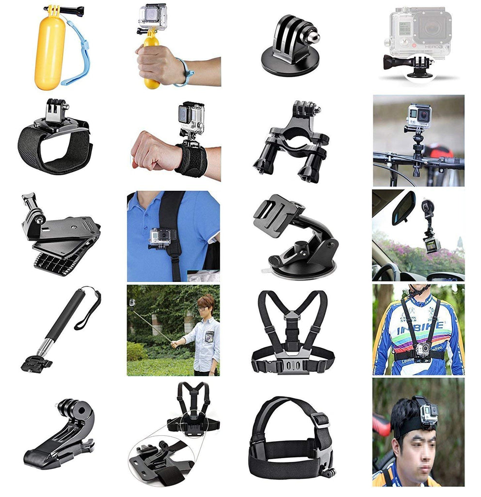 HIFFIN® Branded 45 in 1 for GoPro (Gopro7) Accessories Kit for Hero 5 4 3+ 3 2 1, SJCAM SJ4000 SJ5000, Yi & Other Action Cameras