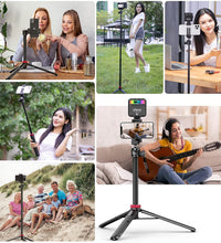 ULANZI MT-44 Extendable Phone Tripod, 44" Selfie Stick Phone Tripod Stand with 2 in 1 Phone Clip, 360° Ball Head Camera Tripod for iPhone Sony Canon GoPro, Lightweight for Travel