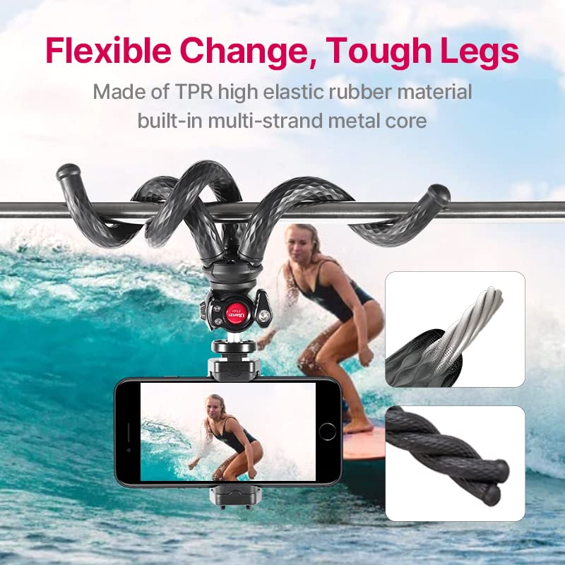 ULANZI FT-01 Phone Tripod with Holder, Mini Camera Flexible Tripod Stand with Cold Shoe Mount, 1/4'' Screw for Magic Arm