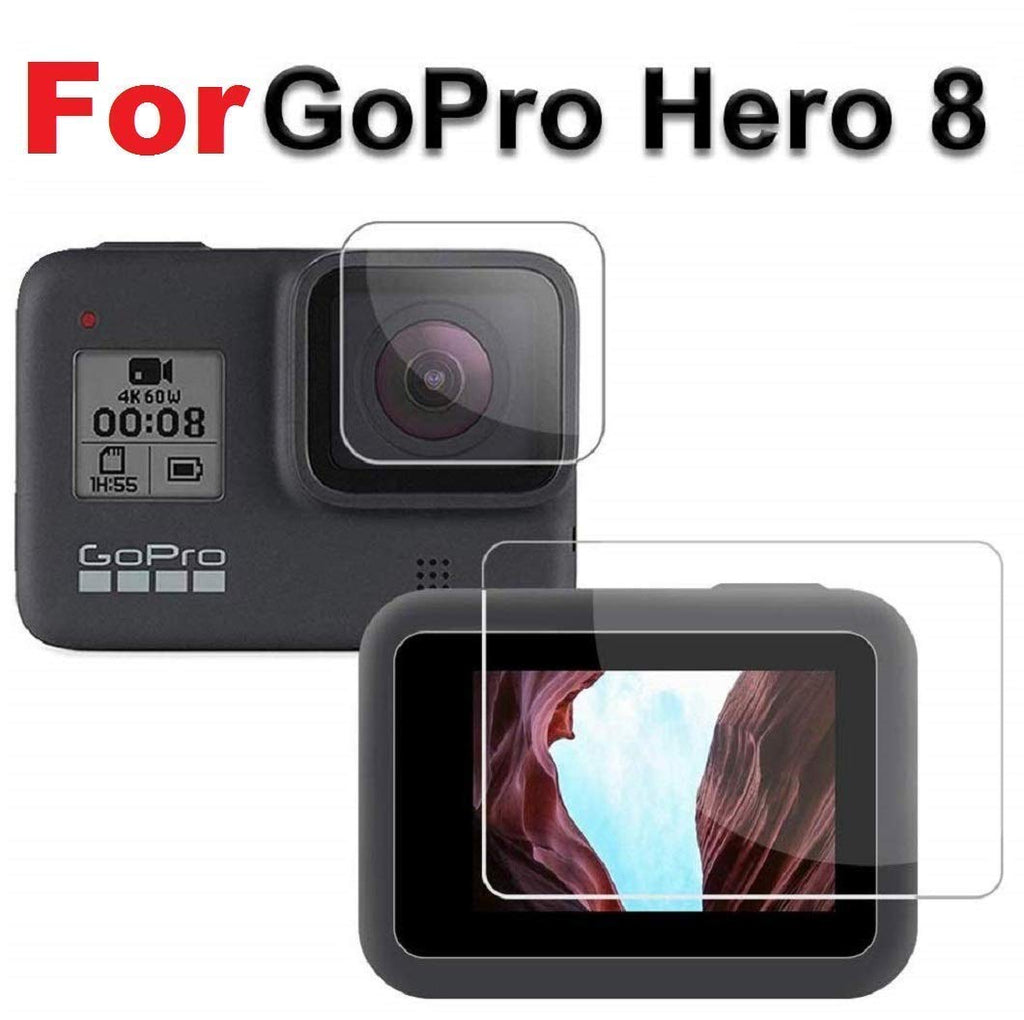 HIFFIN® HF-8 Accessories Kit for GoPro Hero 8 Black with Protective Housing + Ultra Clear Tempered Glass Screen Protector + Lens Protector + Silicone Rubber Protective Case(Black) + 3 Color Filter