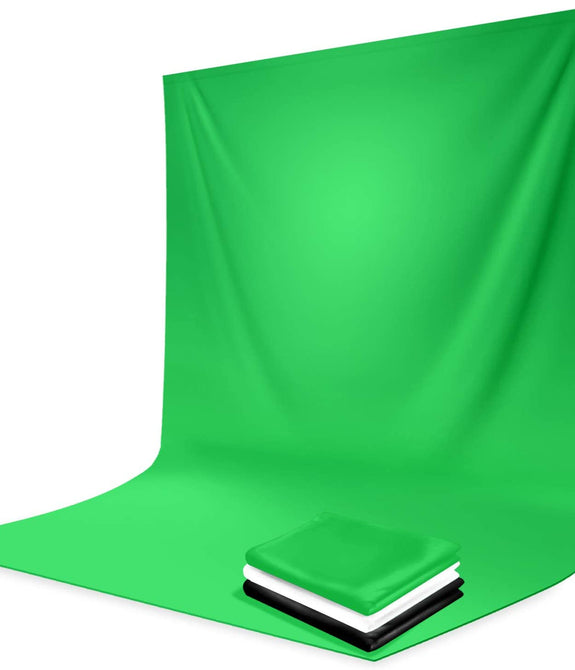 HIFFIN® 8 x 12 FT 3 PCS | Black | White | Green LEKERA Backdrop Photo Light Studio Photography Background