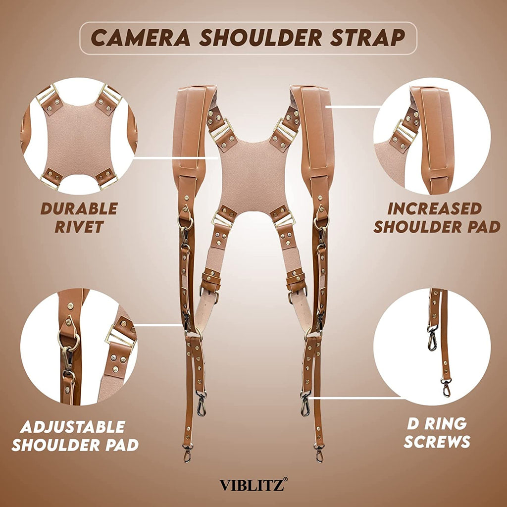 Viblitz® Camera Strap, Double Shoulder Sling Strap DSLR Quick-Release Shoulder Strap Compatible for All DSLR/SLR Cameras, Canon/Nikon/Sony