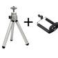 HIFFIN® Mini Table TOP Aluminium Telescopic Tripod with Mobile Clip for Camera, GO PRO,Mobile Phone (Silver) Tripod+Mobile Clip