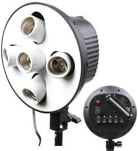 HIFFIN® 5 in 1 E27 Combo Photo Studio Bulb Holder Base Socket Lamp Bulb Holder Adapter for Photo Video Studio Softbox Video Light - Black