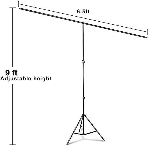HIFFIN® White Screen Backdrop 6x10 ft with Stand  6x9FT Photography Backdrop with 1PC 6.5FT T-Shape Backdrop Stands, 2PCs Spring Clamps, 1PCs Carry Bag