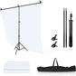 HIFFIN® White Screen Backdrop 6x10 ft with Stand  6x9FT Photography Backdrop with 1PC 6.5FT T-Shape Backdrop Stands, 2PCs Spring Clamps, 1PCs Carry Bag