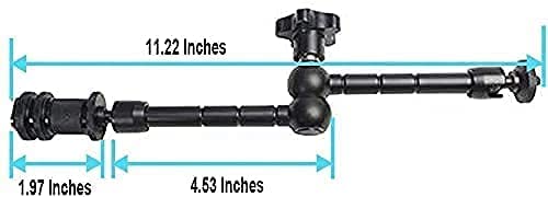HIFFIN® 11inch Adjustable Articulating Friction Magic Arm & Large Super Clamp for Camera Rig, LCD Monitor, LED Flash Lights (11 inch Magic arm+clamp)