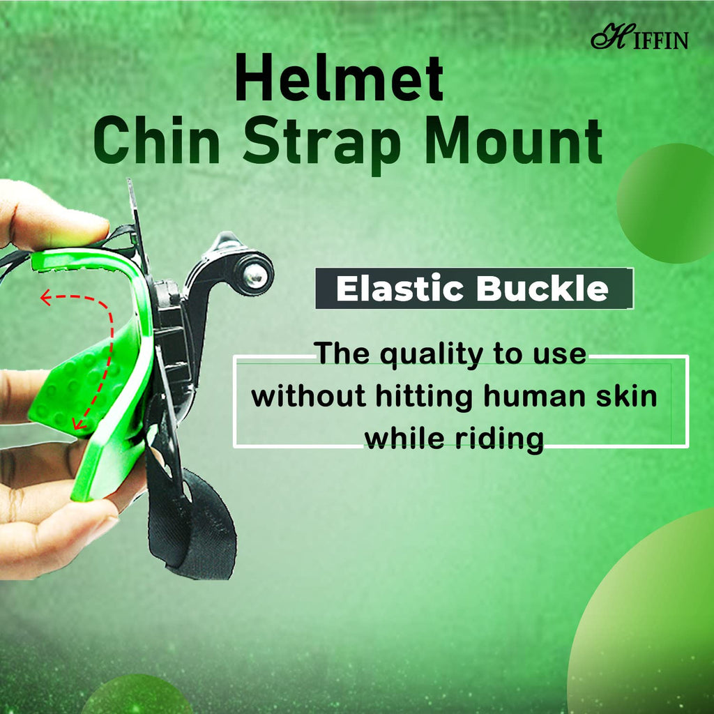 HIFFIN® Green Helmet Chin Strap Mount Compatible with Gopro Hero 9/8/7/6,SJCAM, Yi, DJI Osmo Action & Other Action Cameras
