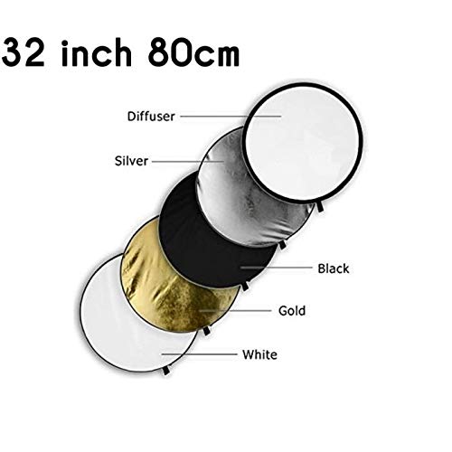 HIFFIN® Special Quality Reflector 32-inch / 80 cm 5 in 1 Photography Camera Reflector Collapsible Multi-Disc Light with Bag - Translucent, Silver, Gold, White and Black