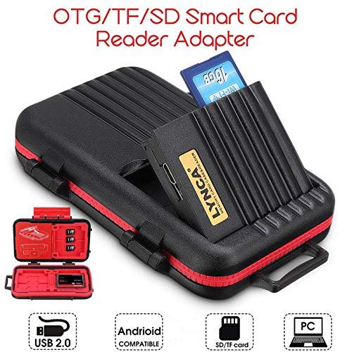 HIFFIN® 2 in 1 Type-c Micro USB OTG Memory Card TF Card CF Card Storage Box Card Reader for Mobile Phone
