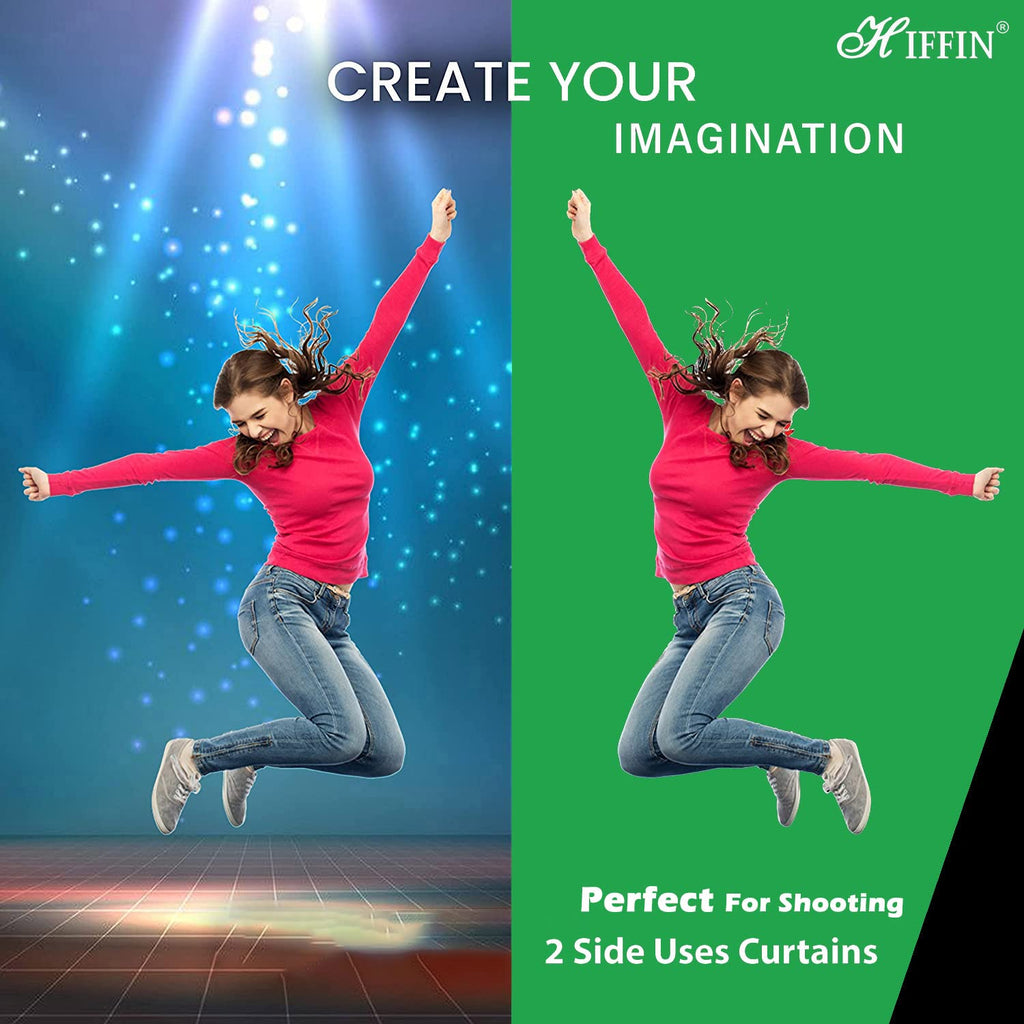 HIFFIN 8x12 ft, 2-in-1 Black Green Screen Backdrop Reversible Photography Backdrop Background, Chromakey Black Screen Green Backdrop for Photoshoot Televison Zoom Live Streaming