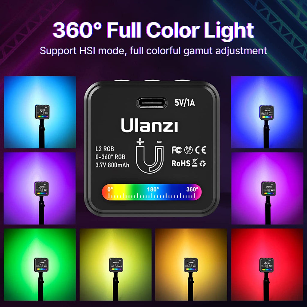 L2 COB RGB LED Video Light, 360° Full Color Portable Led Light for Camera Lighting, Magnetic Super Mini Cute Cube Light for Toy, Stop Motion and Micro Photography