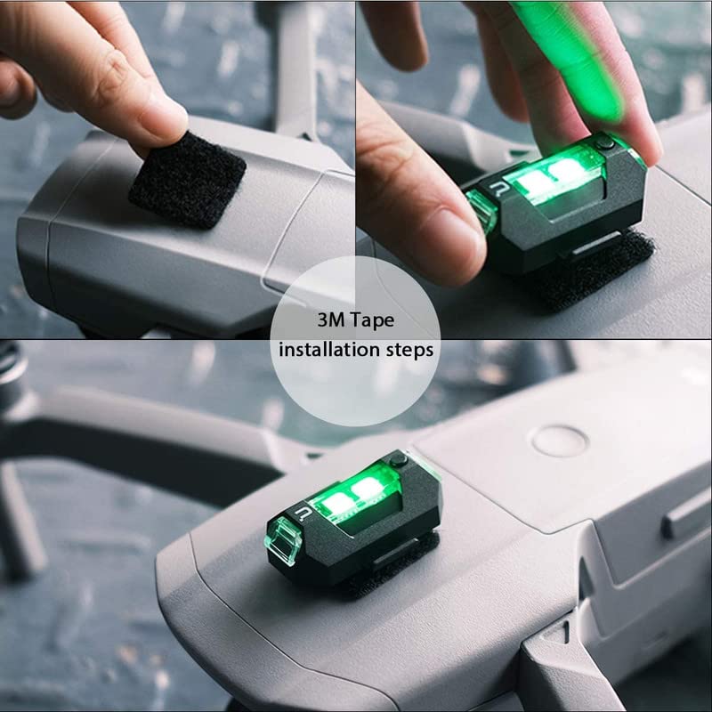 Ulanzi DR-02 Strobe LED Drone Light Compatible with DJI Mavic AIR 2 Pro Inspire 2 Pro; 3 km Visible Anti-Collision Light with Adjustable 3 Colours and 110mAh Battery
