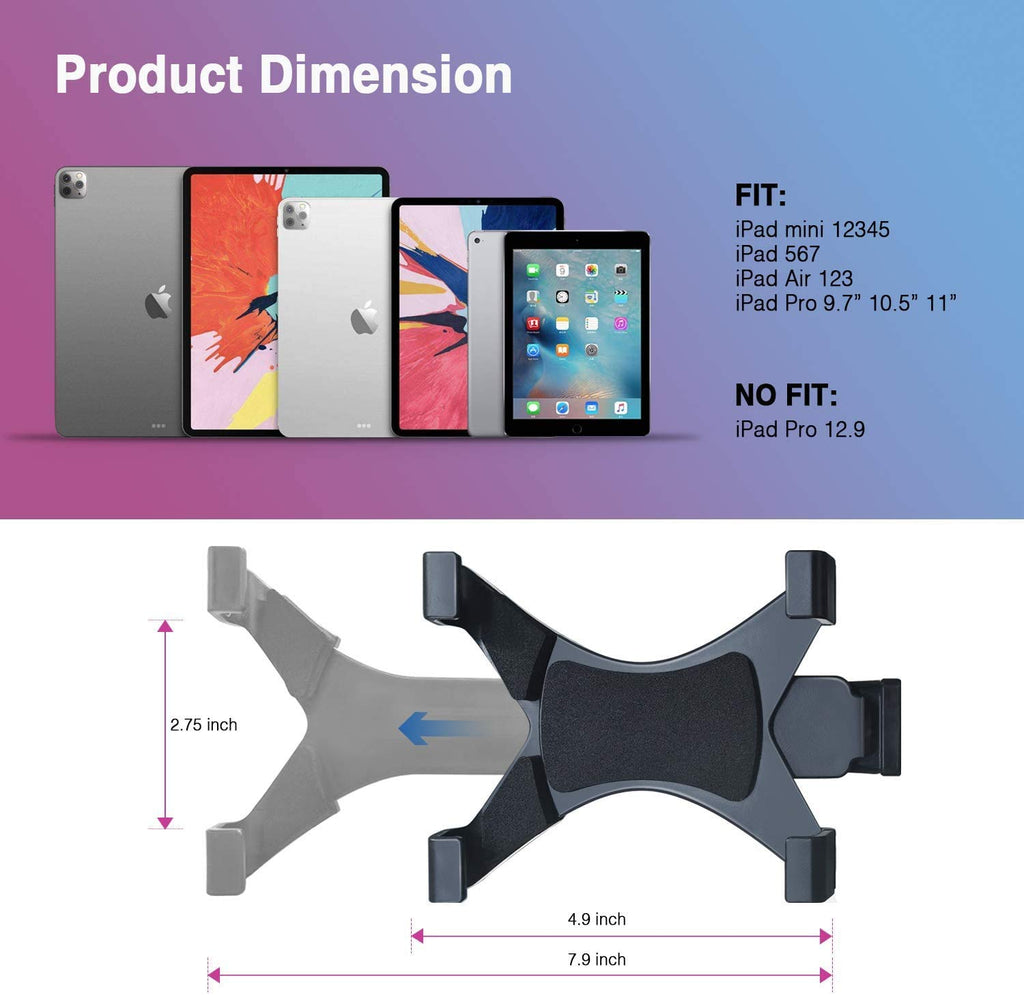 HIFFIN® iPad Tripod Mount Adapter Universal Tablet Holder Fits Ipad Air, Mini, Surface, Nexus and Most Tablets, Use on Tripod, Monopod, Selfie Stick, Tabletop Tripod Stand (IPAD Holder with 1/4 screw ball head)