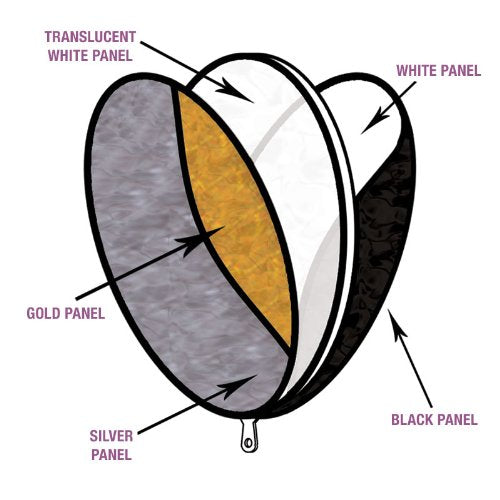 HIFFIN® Reflector 42-inch / 107 cm 5 in 1 Collapsible Multi-Disc Light Reflector with Bag - Translucent, Silver, Gold, White and Black(reg)