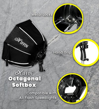 HIFFIN (65cm) Lightweight & Portable Soft Box Comes with S2 Type Bracket & 2 Diffuser Sheets | Carrying Case | Compatible with All Flash Speedlights (Octagonal Softbox 65 cm)