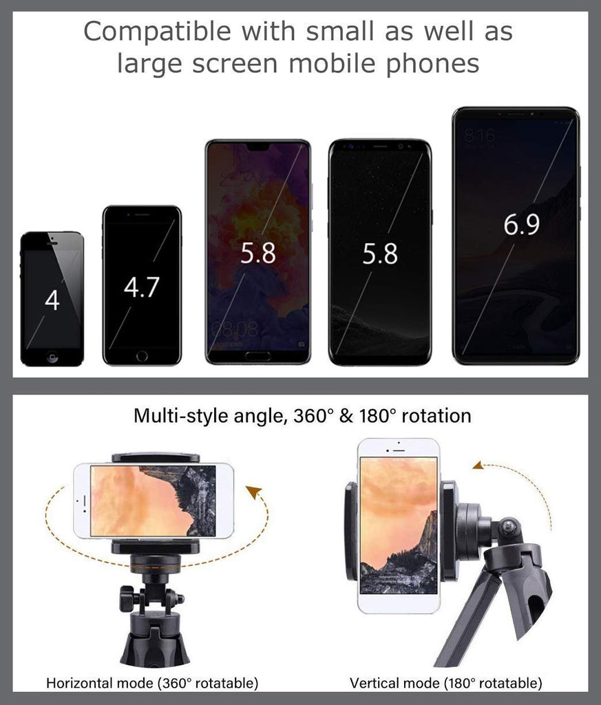 HIFFIN® 360 Degree Rotation Mini Tripod Support Stand for DSLR and Smartphones - Foldable Shockproof Lightweight Bracket for Mobile Phones/DSLRs. (Tripod Support 7 + 3 inches with Holder)