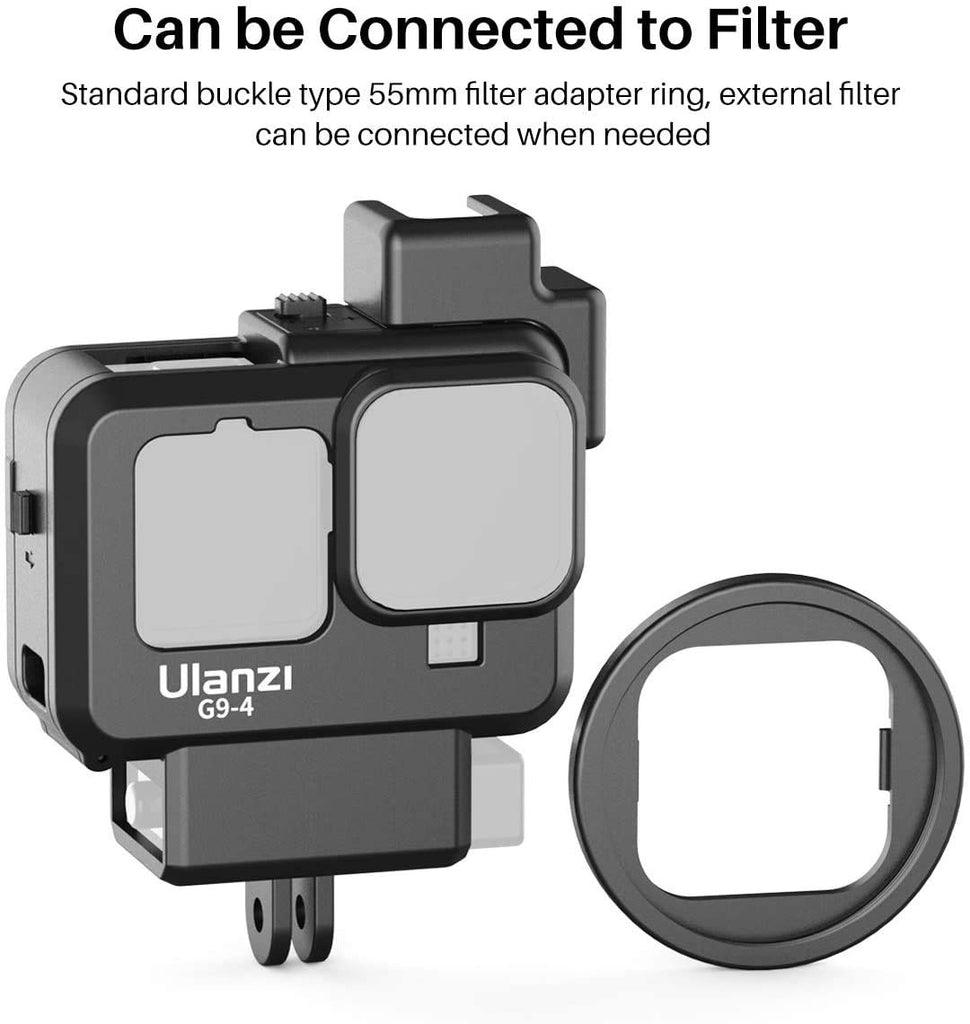 HIFFIN® Ulanzi Housing Cage for Gopro 9,10 &11 , Ulanzi G9-4 Housing Cage Protective Case Frame Shell for Gopro Hero 9-4 with Cold Shoe Mount Compatible with Tripod Selfie Stick