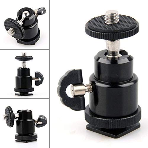 HIFFIN® 5 Pcs Combo Swivel Mini Ball Head 1/4" Screw 360 Degree Aluminum Alloy Body Rotating Swivel Mini Tripod Ball Head with 1/4" Screw Thread Base Mount for Lighter Camera Camcorder