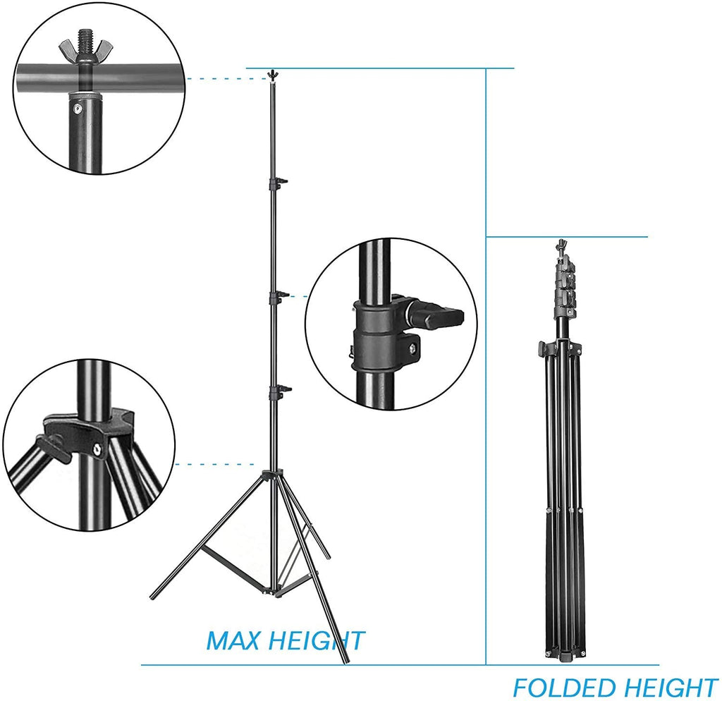 HIFFIN®Daylight Umbrella Continuous Lighting Kit, 8x14ft Background Support System with 2 Muslin backdrops (Black and White) for Photo Studio & 18 W Bulb Product, Portrait and Video Shoot Photography