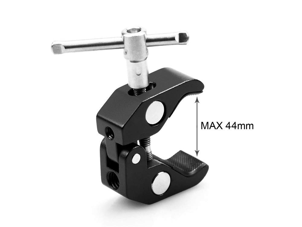 HIFFIN® Super Clamp Photography Camera Crab Clamp with 1/4''-20 to 1/4'' 20 Screw Converter for 15mm Rods/ Lights/ Umbrellas/Shelves/Cross Bars and More