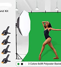 HIFFIN® Green Screen Backdrop 6x9 ft with Stand - 3 Packs 6x9FT Photography Backdrop (Black/Green/White Backdrop) with 1PC 6.5FT T-Shape Backdrop Stands, 4PCs Spring Clamps, 1PCs Carry Bag, 1PC