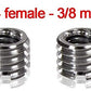 HIFFIN® Metal 1/4" to 3/8" Tripod Convert Screw Adapter 3/8" to 1/4" Reducer Bushing Convert Screw Adapter for Tripod Monopod Ballhead Stand and Video Light DSLR SLR (Pack of 3)