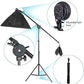HIFFIN® 5 PRO Quadlux Mark III Soft Led Still & Video Light Softbox 3 Point Lighting Kit with Backdrop Stand, 9x10ft Photo Video Studio Muslin 1 x Curtain Black | Stand Backdrop Support System Kit