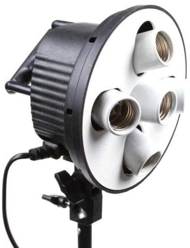 HIFFIN® 5 in 1 E27 Combo Photo Studio Bulb Holder Base Socket Lamp Bulb Holder Adapter for Photo Video Studio Softbox Video Light - Black