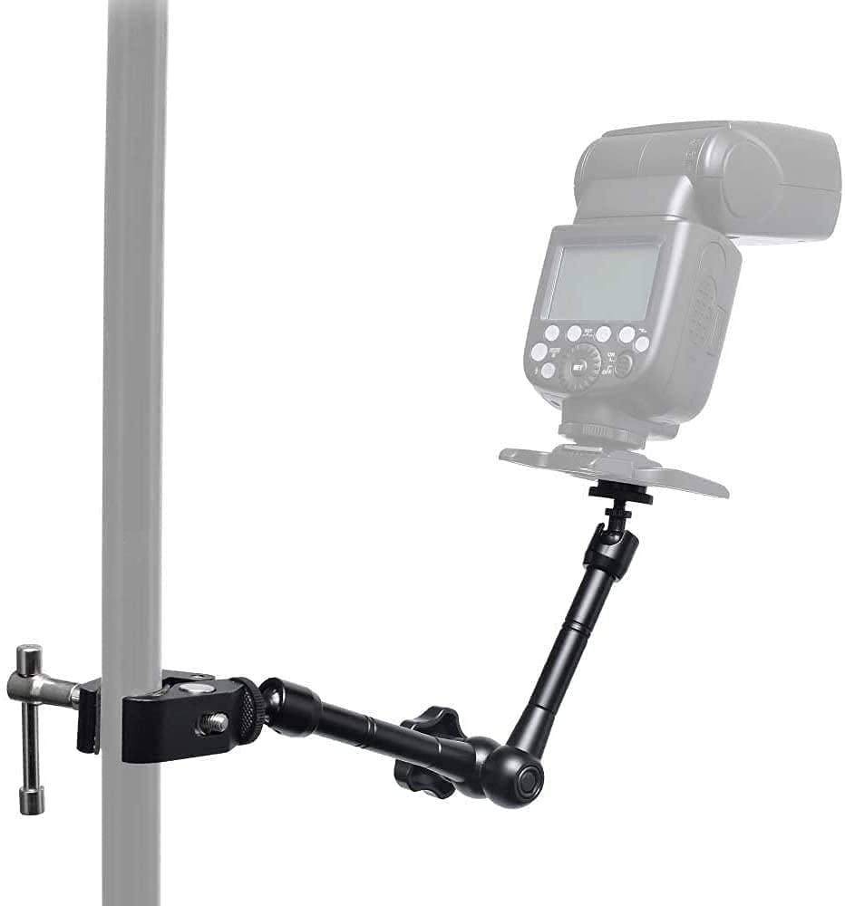HIFFIN® 11inch Adjustable Articulating Friction Magic Arm & Large Super Clamp for Camera Rig, LCD Monitor, LED Flash Lights (11 inch Magic arm+clamp)