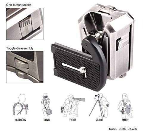 HIFFIN® Camera waist belt buckle UDK-11D WITH METAL BUTTON ,QUICK RELEASE PLATE COLOUR (BLACK)