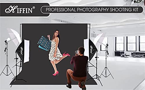 HIFFIN® Lighting Kit Adjustable Max Size 8x14ft Background Support System 1 Black Color Backdrop Fabric Photo Studio Softbox Sets Continuous Umbrella Light Stand with Portable Bag