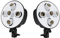HIFFIN® 5 in 1 E27 Combo Photo Studio Bulb Holder Base Socket Lamp Bulb Holder Adapter for Photo Video Studio Softbox Video Light - Black