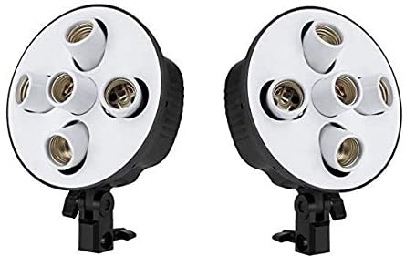 HIFFIN® 5 in 1 E27 Combo Photo Studio Bulb Holder Base Socket Lamp Bulb Holder Adapter for Photo Video Studio Softbox Video Light - Black