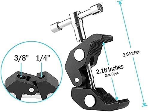 HIFFIN® 11inch Adjustable Articulating Friction Magic Arm & Large Super Clamp for Camera Rig, LCD Monitor, LED Flash Lights (11 inch Magic arm+clamp)