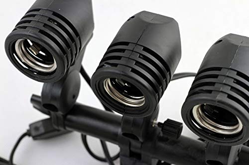 HIFFIN® Photography Studio Swivel 3 Lamp Bulb Holder E27 Socket Flash Swivel Adapter for Photo Video Studio Softbox Video Light - Black