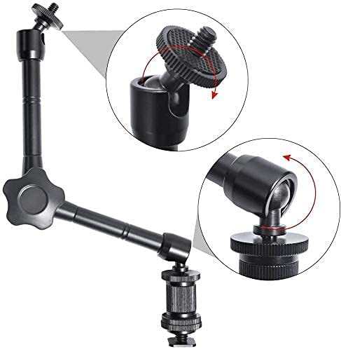 HIFFIN® 11inch Adjustable Articulating Friction Magic Arm & Large Super Clamp for Camera Rig, LCD Monitor, LED Flash Lights (11 inch Magic arm+clamp)