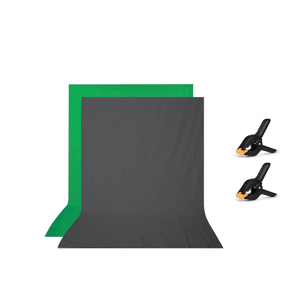 HIFFIN® 8x12 ft Green|Gray Screen, Photography Backdrop Background with 2 Clip, Chromakey Panel for Photo Backdrop Video Studio, Muslin Background Screen