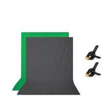 HIFFIN® 8x12 ft Green|Gray Screen, Photography Backdrop Background with 2 Clip, Chromakey Panel for Photo Backdrop Video Studio, Muslin Background Screen